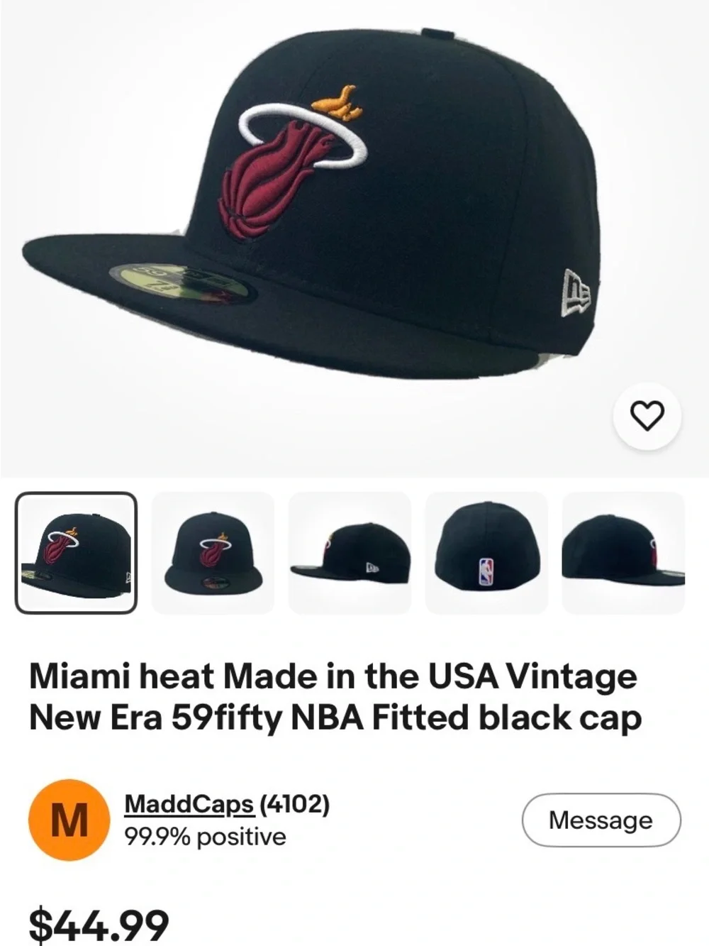 Miami heat Made in the USA Vintage New Era 59fifty NBA Fitted black cap